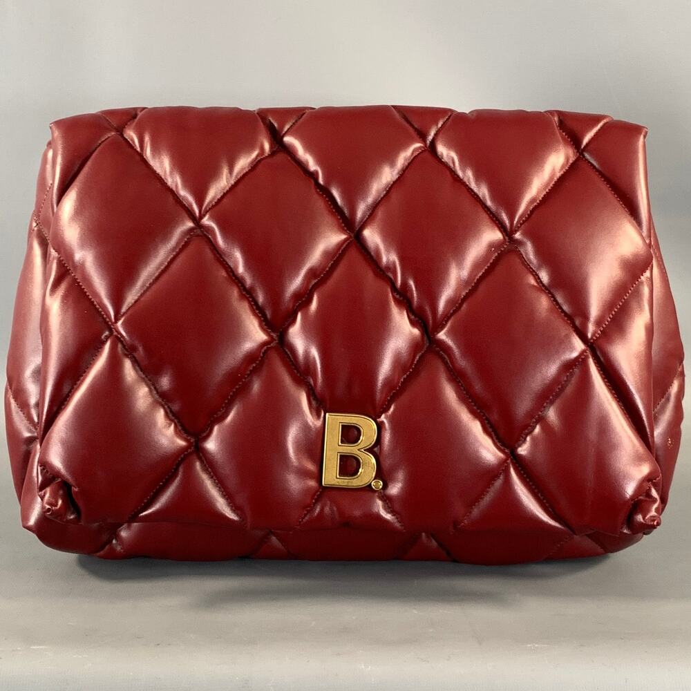 BALENCIAGA Burgundy Quilted Leather Clutch Bags
